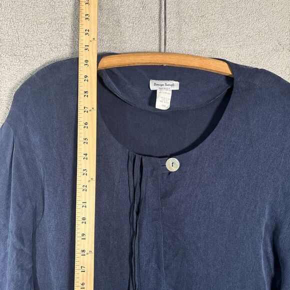 Vintage Design Todays Tunic Top Women’s 2X Navy Blue Rayon Silk Lagenlook Boxy - Picture 9 of 16